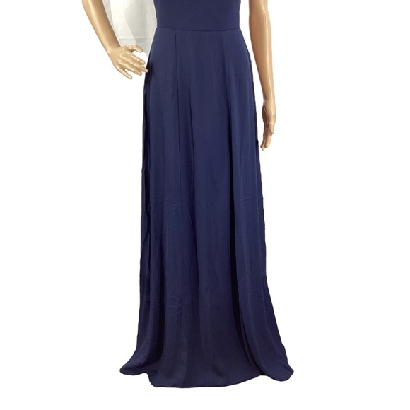 Show Me Your Mumu Lauren Tie Maxi Dress Navy Blue Small - Picture 3 of 9